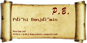 Páhi Benjámin névjegykártya